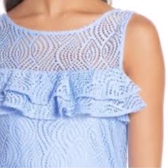 NWT Lilly Pulitzer Sleeveless Flowing Leaf Lace Janine Shift Dress Periwinkle - Picture 7 of 8